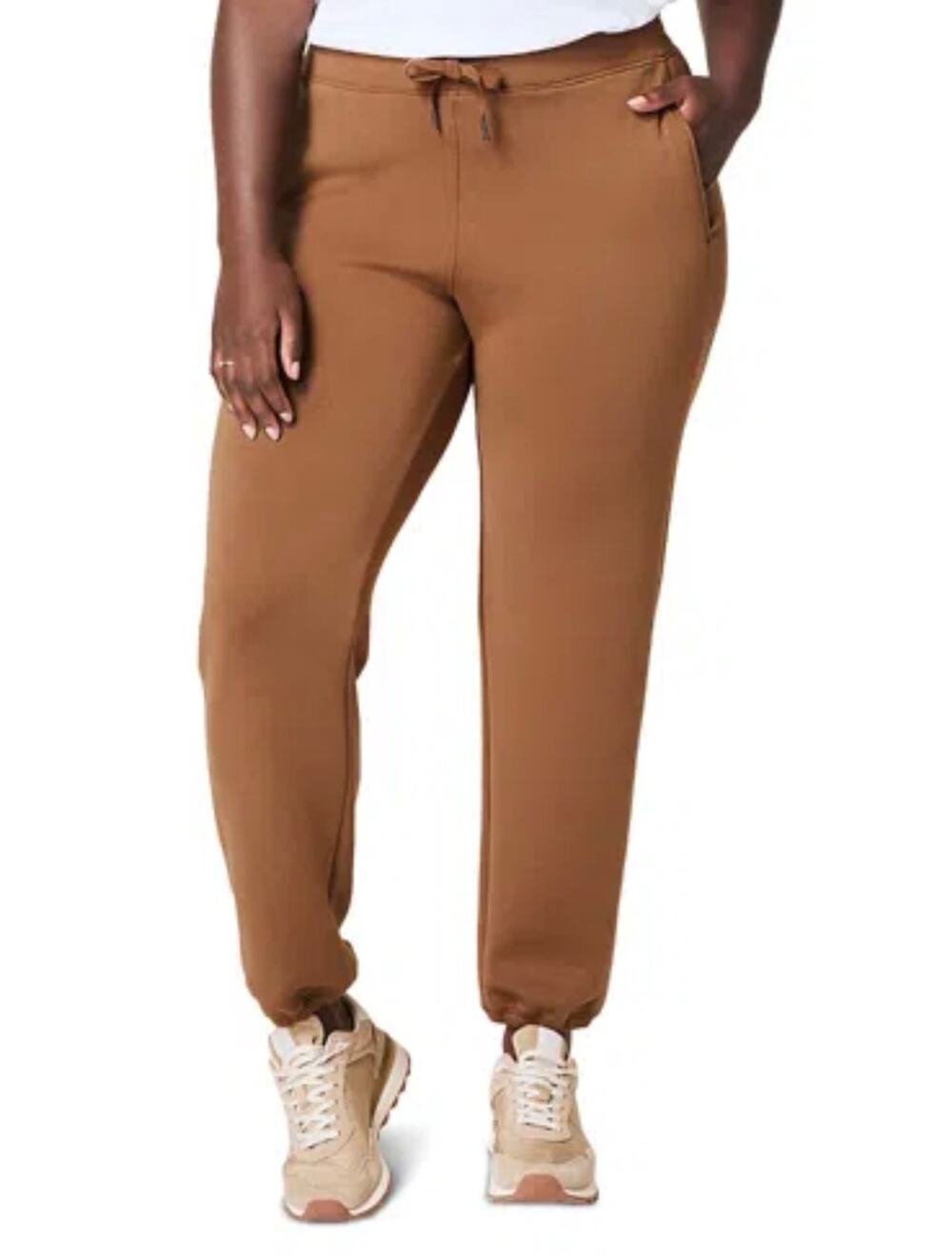 SPANX AirEssentials Jogger Pants Small Cocoa Brown Drawstring Lounge 28.5” EUC